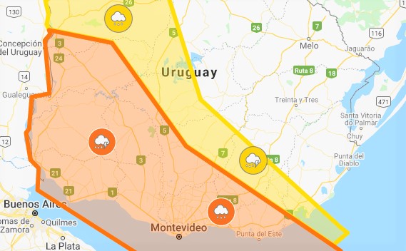 Alerta naranja y amarilla, viento muy fuerte y granizo